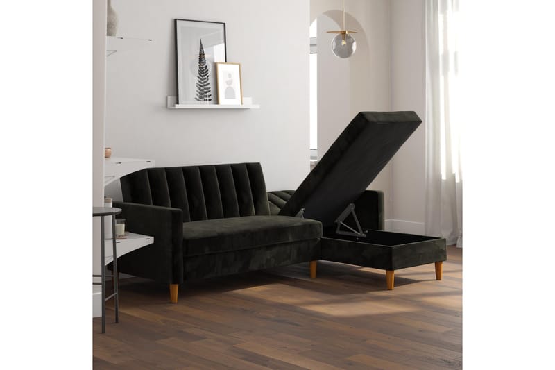 Celine 3-sits Divanbäddsoffa Sammet/Svart - Dorel Home - Möbler - Vardagsrum - Bäddsoffor