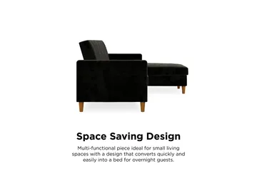 Celine 3-sits Divanbäddsoffa Sammet/Svart - Dorel Home - Möbler - Vardagsrum - Bäddsoffor