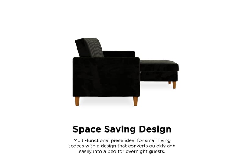 Celine 3-sits Divanbäddsoffa Sammet/Svart - Dorel Home - Möbler - Vardagsrum - Bäddsoffor