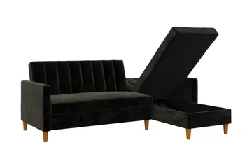 Celine 3-sits Divanbäddsoffa Sammet/Svart - Dorel Home - Möbler - Vardagsrum - Bäddsoffor