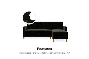 Celine 3-sits Divanbäddsoffa Sammet/Svart - Dorel Home - Möbler - Vardagsrum - Bäddsoffor