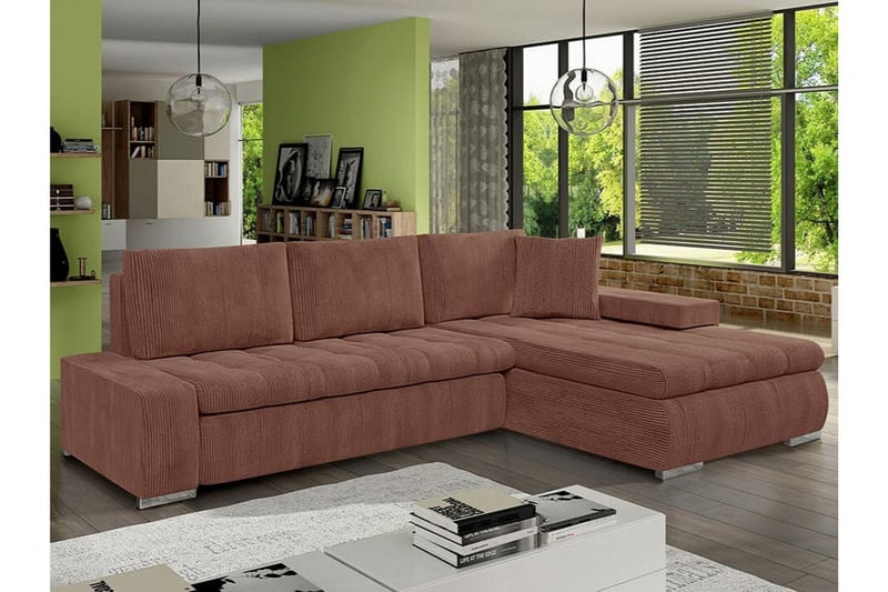 Cerys 3-sits Hörnbäddsoffa Brun - Möbler - Vardagsrum - Bäddsoffor - Hörnbäddsoffa