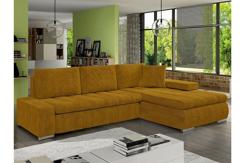 Cerys 3-sits Hörnbäddsoffa Dark yellow - Möbler - Vardagsrum - Bäddsoffor