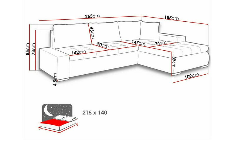 Cerys 3-sits Hörnbäddsoffa Ljusgrå/Mörkgrå - Hörnbäddsoffa - Bäddsoffor