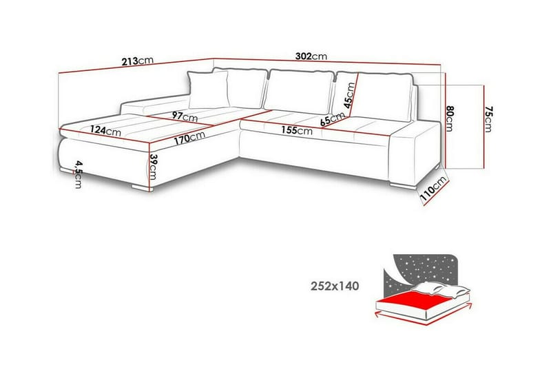 Cerys 3-sits Hörnbäddsoffa Mörk Orange - Möbler - Vardagsrum - Bäddsoffor - Hörnbäddsoffa