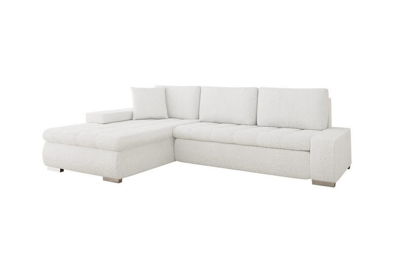 Cerys 3-sits Vänster L-formad Hörnbäddsoffa 140x252 cm i Bouclé, Vit