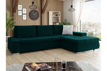 Cerys 3-sits Vänster L-formad Hörnbäddsoffa 140x252 cm i Sammet - Grön - Möbler - Vardagsrum - Bäddsoffor