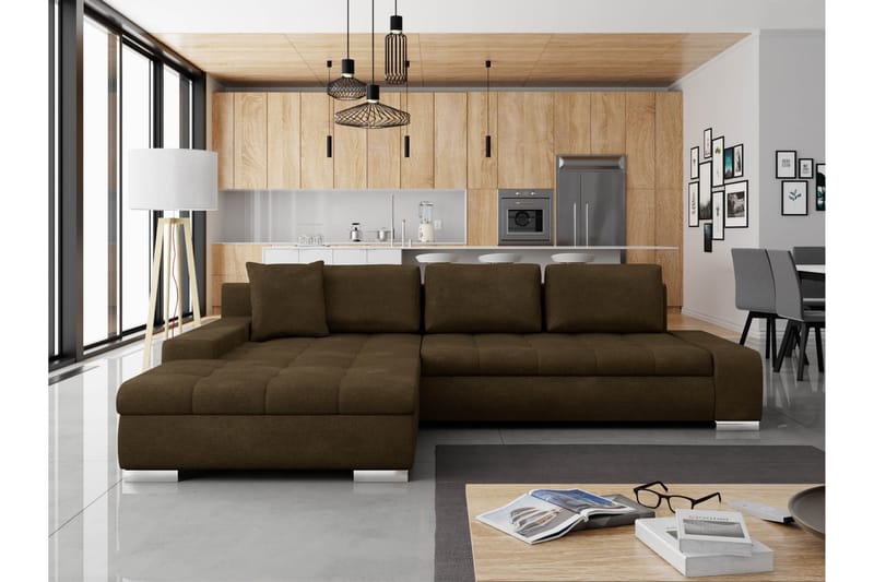 Cerys Bäddsoffa m. Divan 3-sits - Brun - Möbler - Vardagsrum - Bäddsoffor
