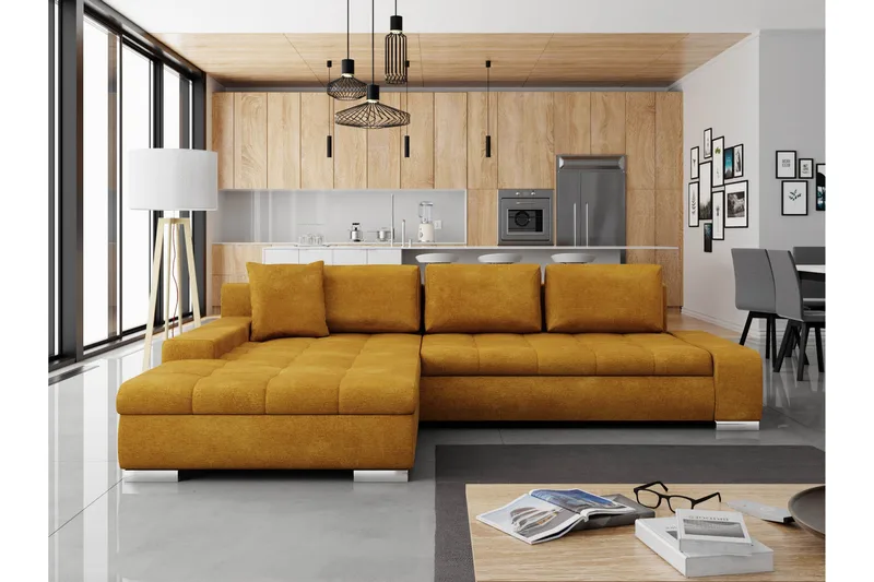 Cerys Bäddsoffa m. Divan 3-sits, Grå/Beige
