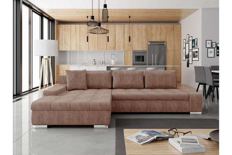 Cerys Bäddsoffa m. Divan 3-sits - Rosa - Möbler - Vardagsrum - Bäddsoffor