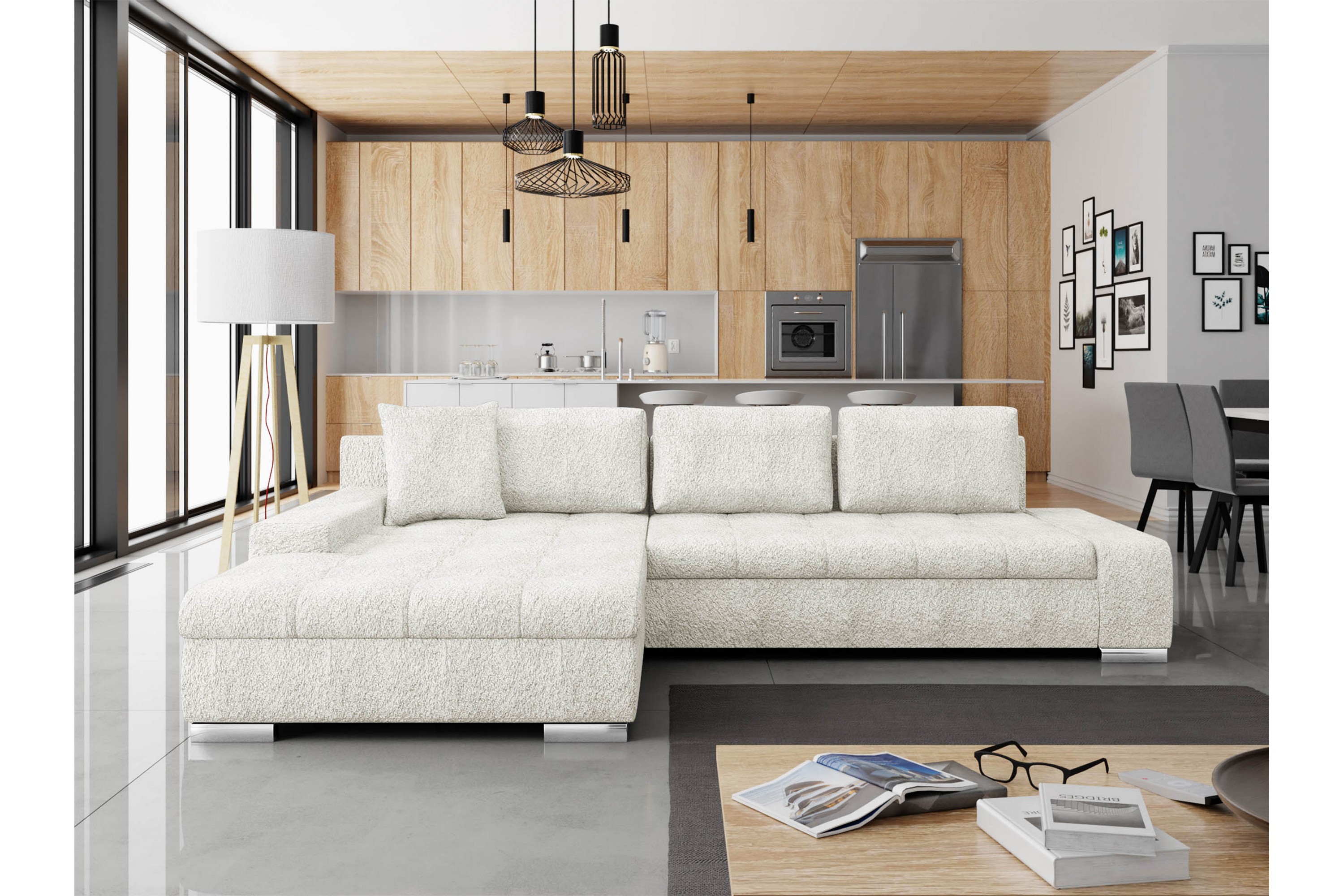 cerys bäddsoffa m. divan 3-sits - vit