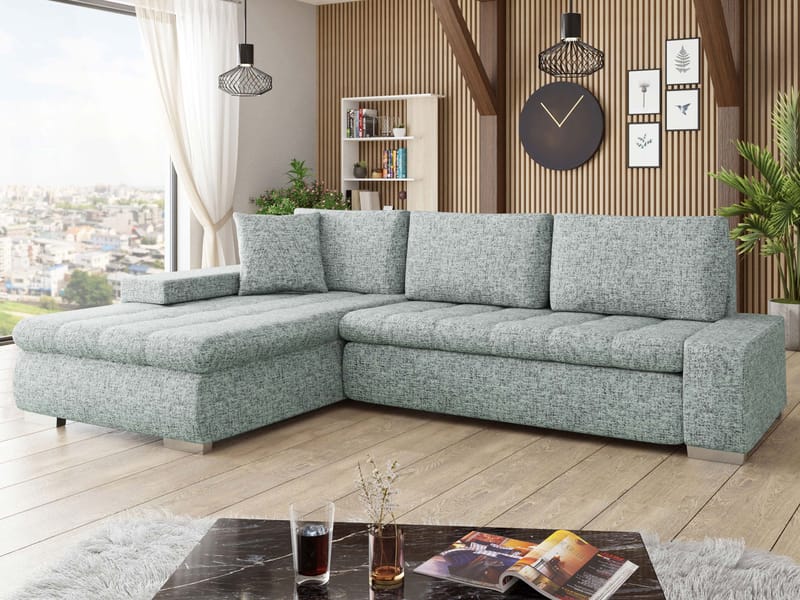 Cerys Bäddsoffa med Divan 4-sits - Grå - Möbler - Vardagsrum - Bäddsoffor