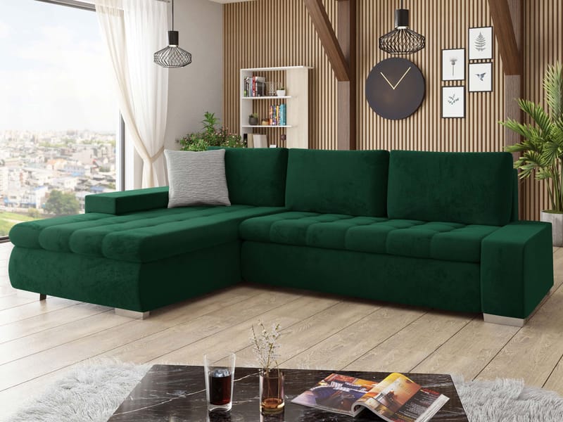 Cerys Bäddsoffa med Divan 4-sits - Grön - Möbler - Vardagsrum - Bäddsoffor
