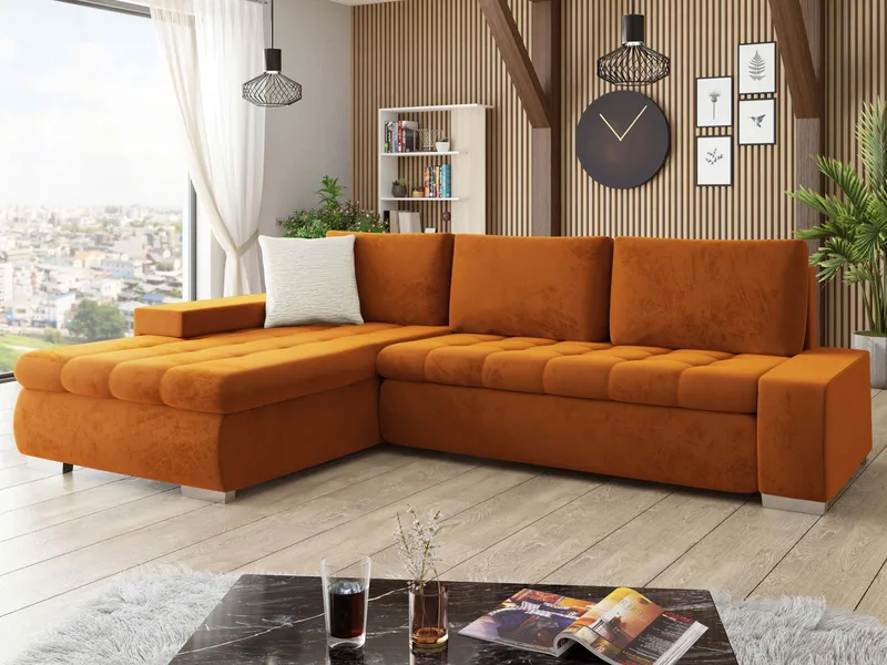 Cerys Bäddsoffa med Divan 4-sits - Orange - Möbler - Vardagsrum - Bäddsoffor