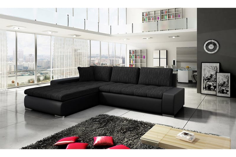 Cerys Bäddsoffa med Divan Vändbar - Svart - Möbler - Vardagsrum - Bäddsoffor