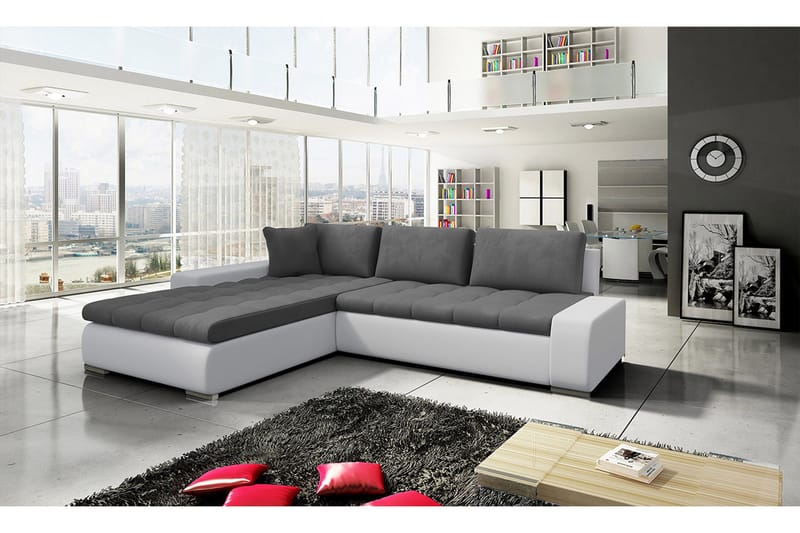 Cerys Bäddsoffa med Divan Vändbar - Vit/Grå - Möbler - Vardagsrum - Bäddsoffor