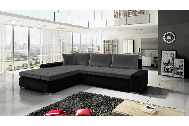 Cerys Hörnsoffa Universal - Svart/Grå - Möbler - Vardagsrum - Bäddsoffor