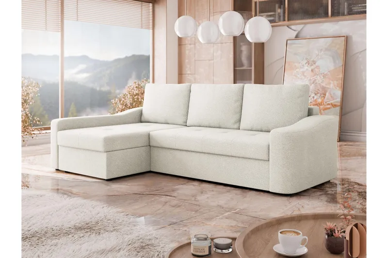 Chaman Bäddsoffa med Divan 3-sits i Plysch - Beige - Möbler - Vardagsrum - Bäddsoffor