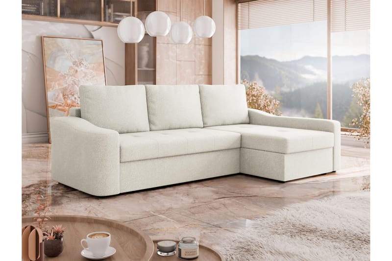 Chaman Bäddsoffa med Divan 3-sits i Plysch - Beige - Möbler - Vardagsrum - Bäddsoffor
