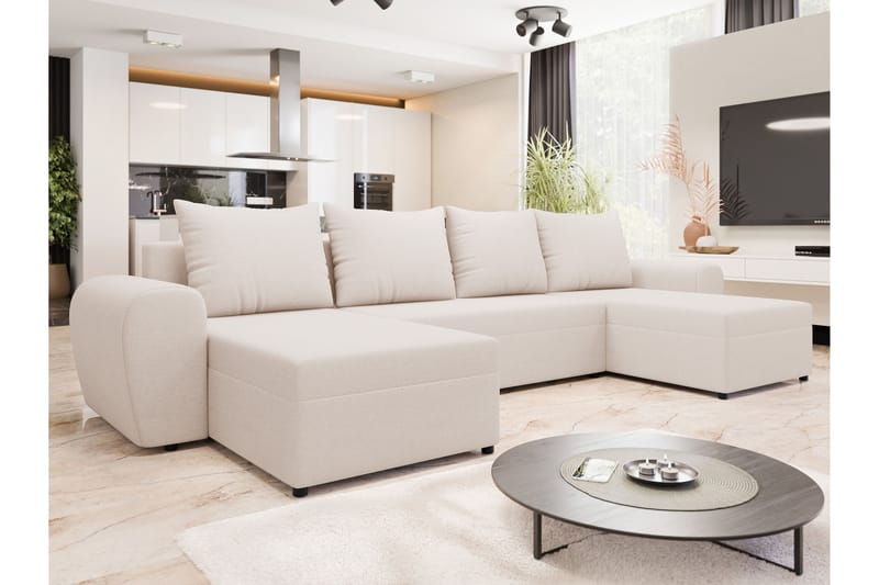 Chameli Bäddsoffa Dubbeldivan 4-sits - Beige - Möbler - Vardagsrum - Bäddsoffor - U bäddsoffa