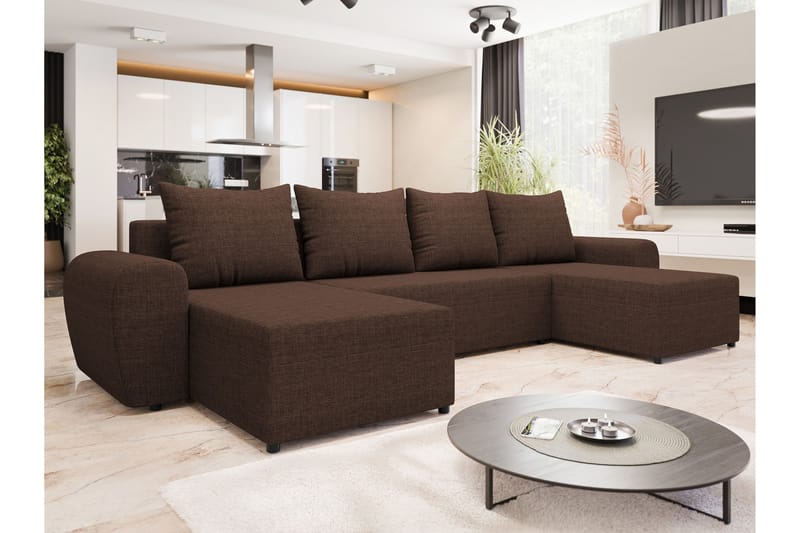 Chameli Bäddsoffa Dubbeldivan 4-sits - Brun - Möbler - Vardagsrum - Bäddsoffor - U bäddsoffa