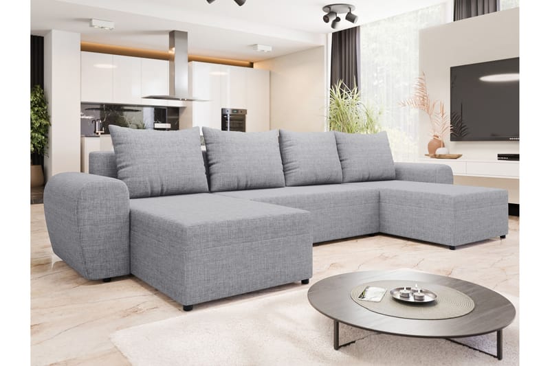 Chameli Bäddsoffa Dubbeldivan 4-sits - Grå - Möbler - Vardagsrum - Bäddsoffor - U bäddsoffa