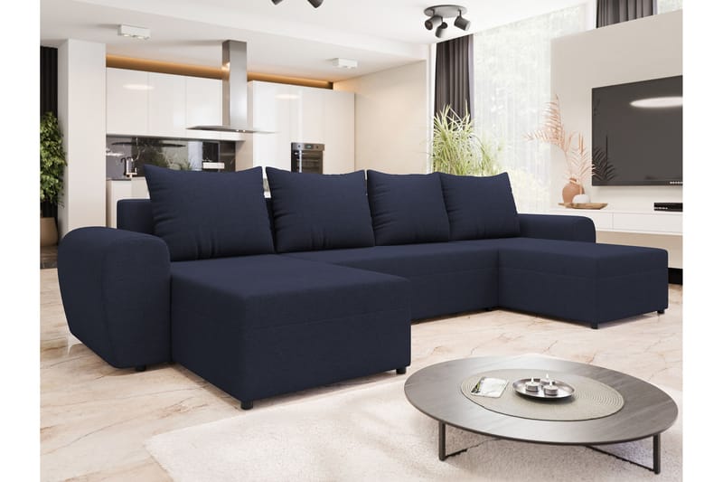 Chameli Bäddsoffa Dubbeldivan 4-sits - Mörkblå - Möbler - Vardagsrum - Bäddsoffor - U bäddsoffa