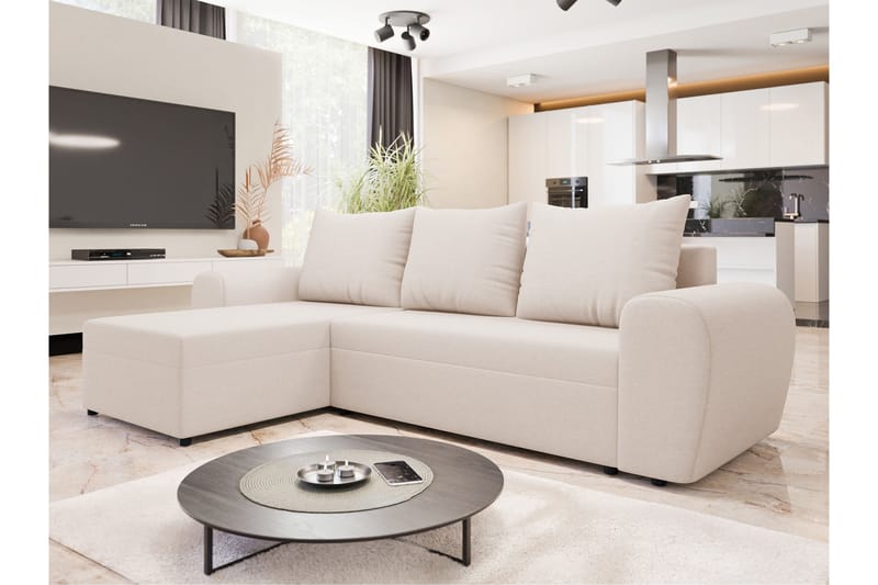 Chameli Bäddsoffa med Divan 3-sits - Beige - Möbler - Vardagsrum - Bäddsoffor