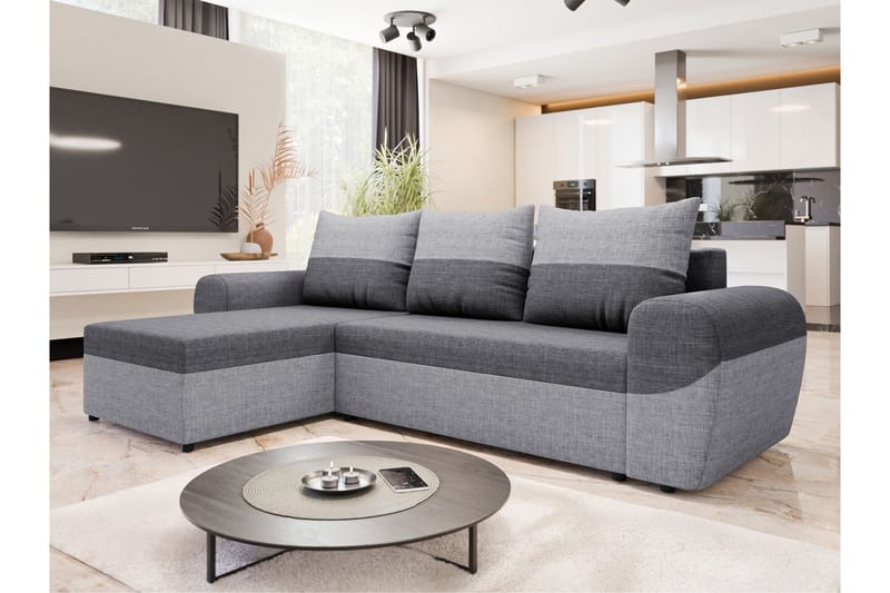 Chameli Bäddsoffa med Divan 3-sits - Ljusgrå/Mörkgrå - Möbler - Vardagsrum - Bäddsoffor