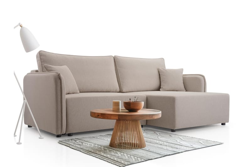Chandru Bäddsoffa med Divan 3-sits i Plysch - Grå - Möbler - Vardagsrum - Bäddsoffor