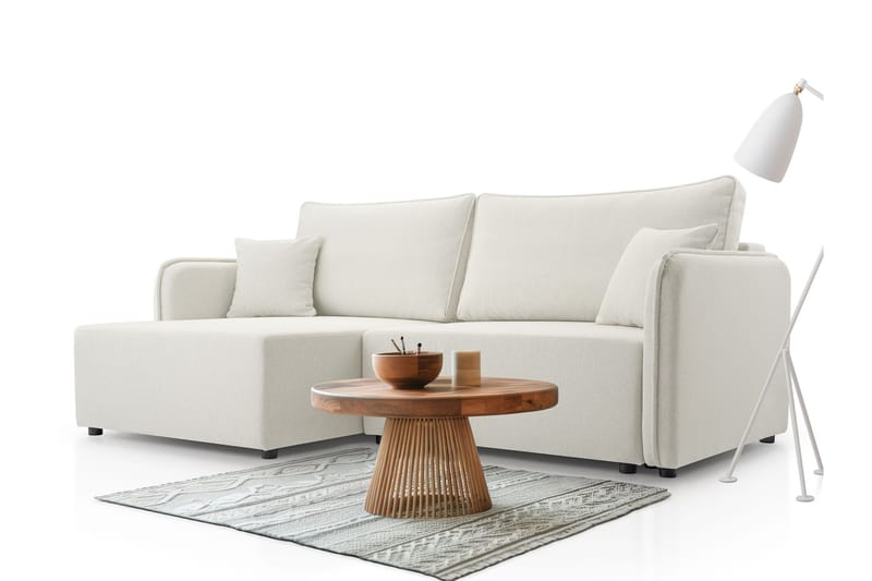Chandru Bäddsoffa med Divan 3-sits i Plysch - Beige - Möbler - Vardagsrum - Bäddsoffor