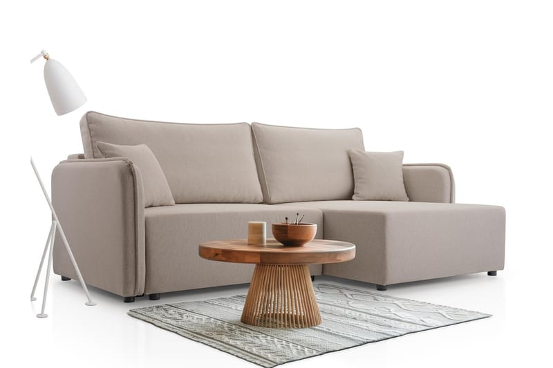 Chandru Bäddsoffa med Divan 3-sits i Plysch - Grå - Möbler - Vardagsrum - Bäddsoffor