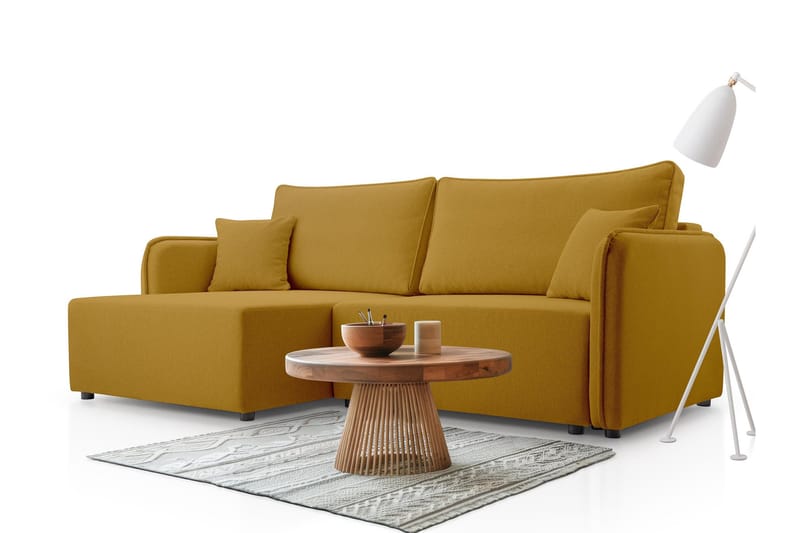 Chandru Bäddsoffa med Divan 3-sits i Plysch - Gul - Möbler - Vardagsrum - Bäddsoffor