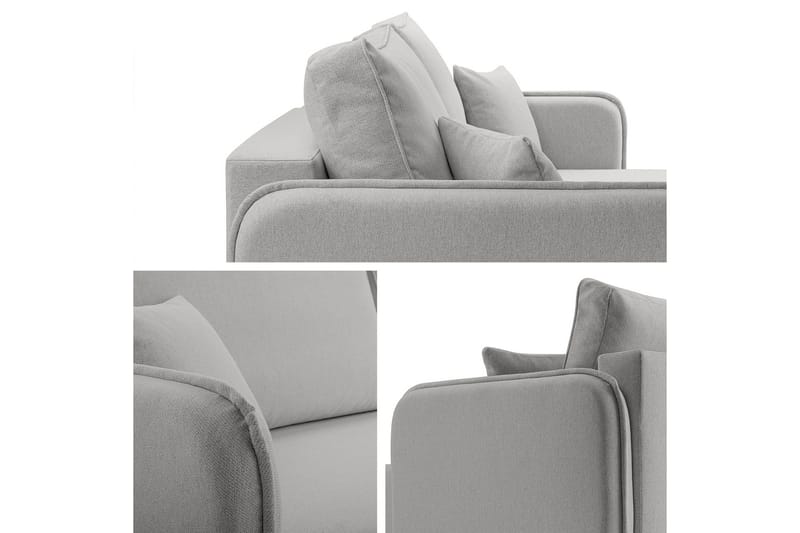 Chandru Bäddsoffa med Divan 3-sits i Plysch - Grå - Möbler - Vardagsrum - Bäddsoffor