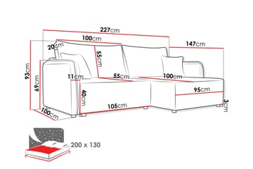 Chandru Bäddsoffa med Divan 3-sits - Svart - Möbler - Vardagsrum - Bäddsoffor