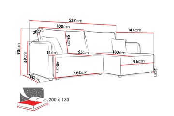 Chandru Bäddsoffa med Divan 3-sits - Svart - Möbler - Vardagsrum - Bäddsoffor