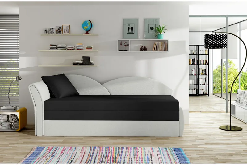 Chasidi 2-sits Bäddsoffa Vänster, Svart/Vit