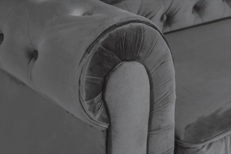 Chesterfield Deluxe 3-sits Framåtbäddad bäddsoffa i sammet - Mörkgrå Sammet - Möbler - Vardagsrum - Bäddsoffor