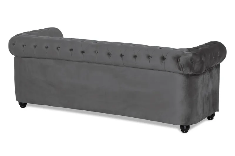 Chesterfield Deluxe 3-sits Framåtbäddad bäddsoffa i sammet - Mörkgrå Sammet - Möbler - Vardagsrum - Bäddsoffor