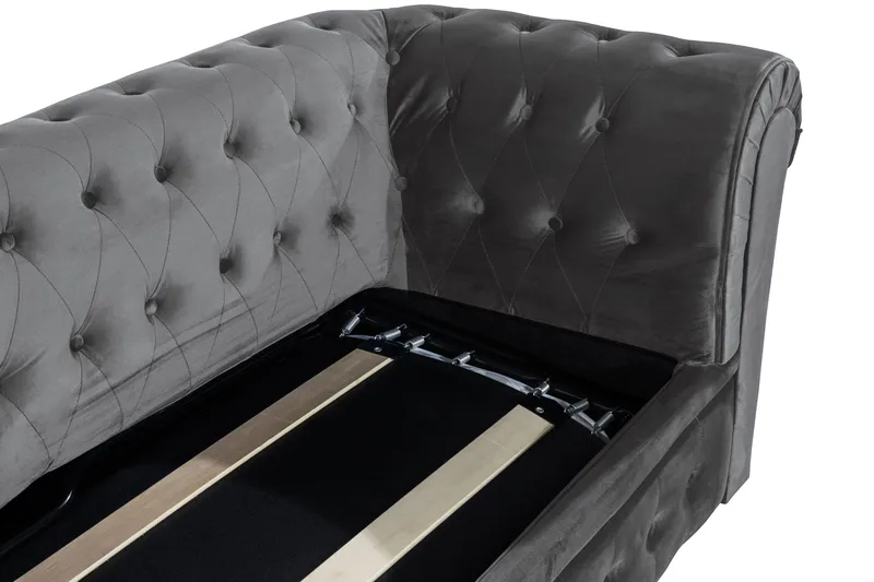 Chesterfield Deluxe 3-sits Framåtbäddad bäddsoffa i sammet - Mörkgrå Sammet - Möbler - Vardagsrum - Bäddsoffor