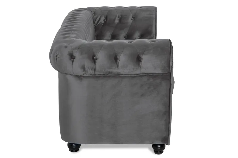 Chesterfield Deluxe 3-sits Framåtbäddad bäddsoffa i sammet - Mörkgrå Sammet - Möbler - Vardagsrum - Bäddsoffor