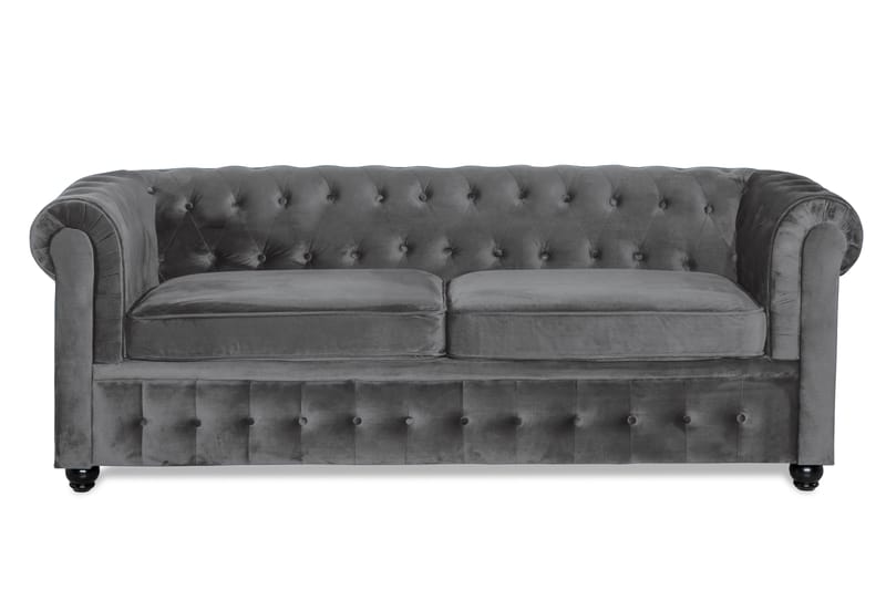 Chesterfield Deluxe 3-sits Framåtbäddad bäddsoffa i sammet - Mörkgrå Sammet - Möbler - Vardagsrum - Bäddsoffor