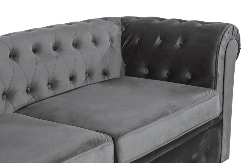 Chesterfield Deluxe 3-sits Framåtbäddad bäddsoffa i sammet - Mörkgrå Sammet - Möbler - Vardagsrum - Bäddsoffor