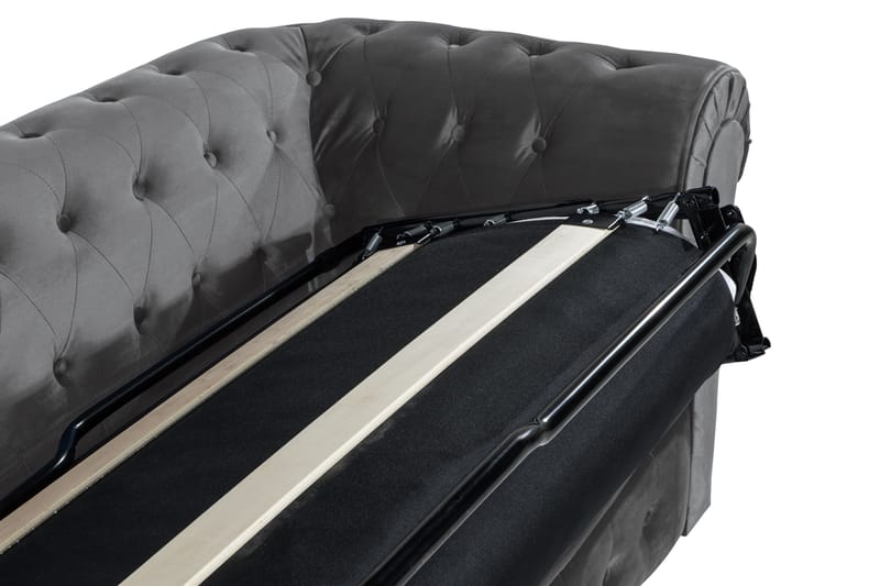 Chesterfield Deluxe 3-sits Framåtbäddad bäddsoffa i sammet - Mörkgrå Sammet - Möbler - Vardagsrum - Bäddsoffor
