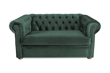 CHESTERFIELD DELUXE bäddsoffa 2-sits Mörkgrön