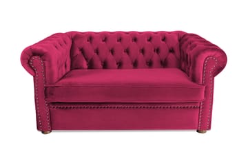 CHESTERFIELD DELUXE bäddsoffa 2-sits Mörkrosa