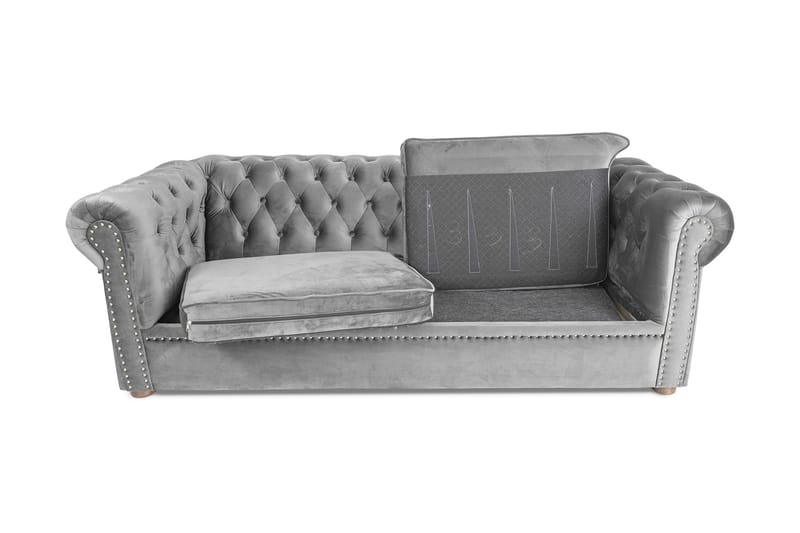 CHESTERFIELD DELUXE bäddsoffa 3-sits Grå - Möbler - Vardagsrum - Bäddsoffor