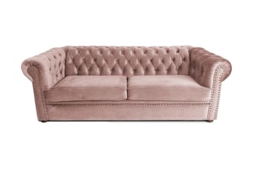 CHESTERFIELD DELUXE bäddsoffa 3-sits Ljusrosa