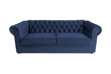 CHESTERFIELD DELUXE bäddsoffa 3-sits Marinblå