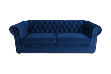 CHESTERFIELD DELUXE bäddsoffa 3-sits Mörkblå